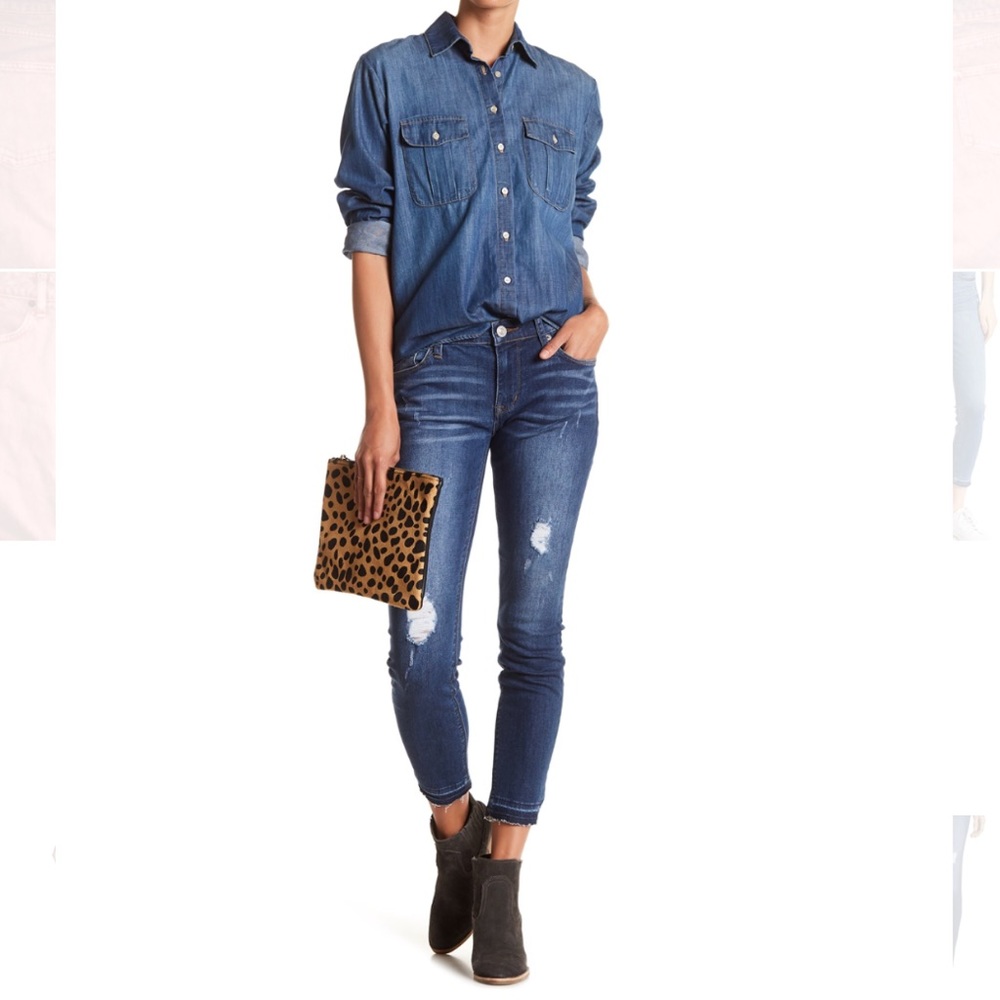 Hudson Natalie Distressed Mid-rise ankle jeans